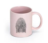 LAYEHDF Ceramics Tea and Coffee Cups Stylized Bar Code Fingerprint Personal Identity （11oz/320ml） and Mulled Drinks, Espresso Pink