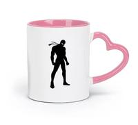 LAYEHDF Ceramics Tea, Coffee and Hot Chocolate Cups Ninja Fighter Shadow Killer （11oz/320ml） Cappuccino, Latte Macchiato, Tea, Espresso Pink