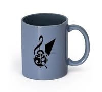 LAYEHDF Ceramics Tea, Coffee and Hot Chocolate Cups Note Key Game Music （11oz/320ml） Coffee, Tea, Latte, Milk, Cocoa, Juice and Other Hot Drinks Blue-Gray