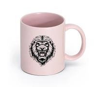 LAYEHDF Ceramics Tea Cup Aggressive Lion Head African King Predator （11oz/320ml） Humorous Gift for Coffee Lovers, Work Besties, Coworkers & Friends Pink