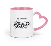 LAYEHDF Ceramics Tea Cup Collaboration Gears Office Style teamworkg （11oz/320ml） Coffee, Tea, Latte, Milk, Cocoa, Juice and Other Hot Drinks Pink