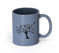 LAYEHDF Ceramics Tea Cup Family Tree Branch Genealogical Frames Photos （11oz/320ml） Humorous Gift for Coffee Lovers, Work Besties, Coworkers & Friends Blue-Gray