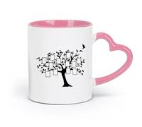LAYEHDF Ceramics Tea Cup Family Tree Branch Genealogical Frames Photos （11oz/320ml） Humorous Gift for Coffee Lovers, Work Besties, Coworkers & Friends Pink