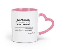 LAYEHDF Ceramics Tea Cup Henry Ford Quote Motivational Words Teamwork Business Inspiring ig （11oz/320ml） Dishwasher Safe Pink