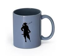 LAYEHDF Ceramics Tea Cup Pirate with Parrot Sea Bandit Sailer Nautical Style （11oz/320ml） Coffee, Tea, Latte, Milk, Cocoa, Juice and Other Hot Drinks Blue-Gray