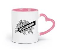 LAYEHDF Ceramics Tea Cup Team Building Teamwork Work Business Training Coaching Office （11oz/320ml） and Microwave-Safe Pink