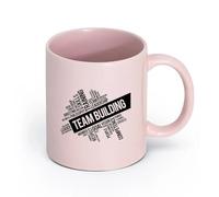 LAYEHDF Ceramics Tea Cup Team Building Teamwork Work Business Training Coaching Office （11oz/320ml） and Microwave-Safe Pink