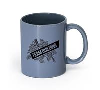 LAYEHDF Ceramics Tea Cup Team Building Teamwork Work Business Training Coaching Office （11oz/320ml） and Microwave-Safe Blue-Gray