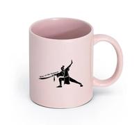 LAYEHDF Ceramics Tea Cup Way of The Samurai Asian Japanese Warrior with a Sword Oriental （11oz/320ml） Restaurant, Office Pink