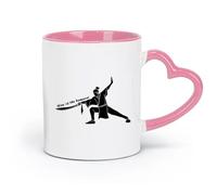 LAYEHDF Ceramics Tea Cup Way of The Samurai Asian Japanese Warrior with a Sword Oriental （11oz/320ml） Restaurant, Office Pink
