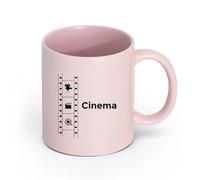 LAYEHDF Ceramics White Ceramic Coffee Mugs Cinema Moments Films Watching Movie Time （11oz/320ml） for Coffee Oatmeal Tea Easy to Clean Pink