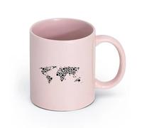 LAYEHDF Ceramics White Ceramic Coffee Mugs Earth World Map Funny Bubble Circles （11oz/320ml） Great for Home, Office, Cafes, Gift Ideas Pink