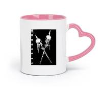 LAYEHDF Ceramics White Ceramic Coffee Mugs Skull Skeleton Death Spear Ritual Shaman （11oz/320ml） Unique Office Gift for Women & Men Pink