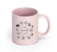 LAYEHDF Ceramics White Ceramic Coffee Mugs Sold Rent Broker Real Estate Agency Home （11oz/320ml） and Mulled Drinks, Espresso Pink