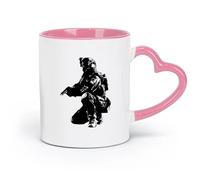 LAYEHDF Ceramics White Ceramic Coffee Mugs Soldier Special Forces Military War Armor （11oz/320ml） Dishwasher and Microwave Safe Pink