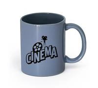 LAYEHDF Ceramics White Ceramic Coffee Mugs Vintage Cinema Movie House Time （11oz/320ml） Coffee, Tea, Latte, Milk, Cocoa, Juice and Other Hot Drinks Blue-Gray