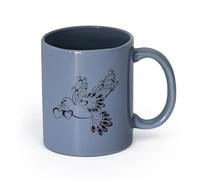 LAYEHDF Ceramics White Ceramic Coffee Mugs White Dove Symbol Peace Love Happiness （11oz/320ml） Dishwasher Microwave Safe,for Office and Home Blue-Gray