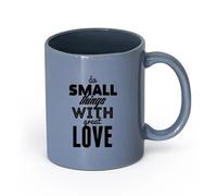 LAYEHDF Ceramics White Mugs Quotes Words Inspire Do Small Thing with Great Love （11oz/320ml） Great for Home, Office, Cafes, Gift Ideas Blue-Gray