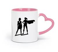 LAYEHDF Ceramics White Mugs Super Business Woman Lady Shadow Leader ig （11oz/320ml） Humorous Gift for Coffee Lovers, Work Besties, Coworkers & Friends Pink