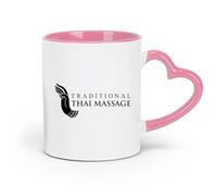 LAYEHDF Ceramics White Mugs Traditional Thai Massage Spa Salon Therapy Health （11oz/320ml） Coffee, Tea, Latte, Milk, Cocoa, Juice and Other Hot Drinks Pink