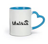 LAYEHDF Ceramics White Mugs Wild Animals Trees Jungle Letter Savanna Landscape （11oz/320ml） Great for Home, Office, Cafes, Gift Ideas Blue