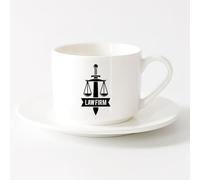 LAYEHDF Coffee Cup Scales Justice Sword Law Firm Office courtg （6oz/175ml） Coffee, Tea, Latte, Milk, Cocoa, Juice and Other Hot Drinks，Sets Tea Cup with Saucers (White)