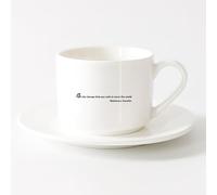 LAYEHDF Coffee Cup Wise Help of Succeed Saying Inspirational Sign （6oz/175ml） Humorous Gift for Coffee Lovers, Work Besties, Coworkers & Friends，Sets Tea Cup with Saucers (White)