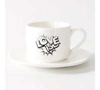 LAYEHDF Coffee & Hot Drinks Love is Words Romance Girl's Gift Daughters （6oz/175ml） Ceramic Coffee Mug for Cappuccino Tea, Milk,，Sets Tea Cup with Saucers (White)