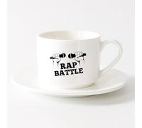 LAYEHDF Coffee Milk Tea Ceramic Mugs Rap Hip Hop Music Battle Microphone （6oz/175ml） Stylish & Durable - Microwave & Dishwasher Safe，Sets Tea Cup with Saucers (White)