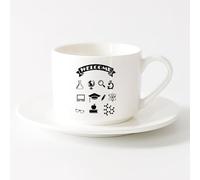 LAYEHDF Coffee Milk Tea Ceramic Mugs Welcome School Science Classroom Lab （6oz/175ml） Cappuccino, Latte Macchiato, Tea, Espresso，Sets Tea Cup with Saucers (White)
