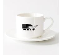 LAYEHDF Coffee Mug American Flag Patriotic Remember Honor Soldier （6oz/175ml） Humorous Gift for Coffee Lovers, Work Besties, Coworkers & Friends，Sets Tea Cup with Saucers (White)