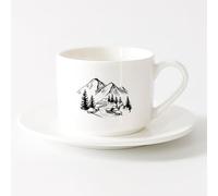 LAYEHDF Coffee Mugs Tea Coffee Mug Cups Mountains Natural Road （6oz/175ml） Coffee, Tea, Latte, Milk, Cocoa, Juice and Other Hot Drinks，Sets Tea Cup with Saucers (White)
