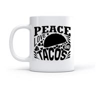 LAYEHDF Cool Mugs and Cups Funny Phrase Peace Love and Tacos Fast Food （11oz/320ml） Great for Home, Office, Cafes, Gift Ideas
