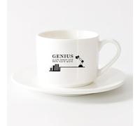 LAYEHDF Cool Mugs and Cups Genius Talent Hard Work Quote Words Motivation （6oz/175ml） Ideal for Home & Office Use，Sets Tea Cup with Saucers (White)