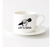LAYEHDF Cool Mugs and Cups Let's Sing Microphone Hand Karaoke Musical （6oz/175ml） Great for Home, Office, Cafes, Gift Ideas，Sets Tea Cup with Saucers (White)