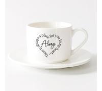 LAYEHDF Cool Tea and Coffee Mug Always Place My Heart Love Romance Quote （6oz/175ml） Ceramic Coffee Mug for Cappuccino Tea, Milk,，Sets Tea Cup with Saucers (White)