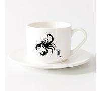 LAYEHDF Cool Tea and Coffee Mug Astrology Science Zodiac Sign Cancer （6oz/175ml） Great for Home, Office, Cafes, Gift Ideas，Sets Tea Cup with Saucers (White)