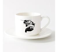 LAYEHDF Cool Tea and Coffee Mug Catfish Fish Fisher Hobby Store Lake Boat （6oz/175ml） and Mulled Drinks, Espresso，Sets Tea Cup with Saucers (White)