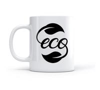 LAYEHDF Cool Tea and Coffee Mug Ecology Eco Word Logo Natural Leaves （11oz/320ml） Dishwasher Microwave Safe,for Office and Home