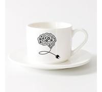 LAYEHDF Cool Tea and Coffee Mug Gears Brain smart Office idea teamworkg （6oz/175ml） Stylish & Durable - Microwave & Dishwasher Safe，Sets Tea Cup with Saucers (White)