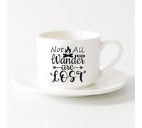 LAYEHDF Cool Tea and Coffee Mug Words Phrase Wanted are Lost Survive Fire （6oz/175ml） for Coffee Oatmeal Tea Easy to Clean，Sets Tea Cup with Saucers (White)
