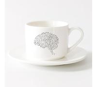 LAYEHDF Cups with Comfortable Handle Microchip Computer Abstract Brain Mind ig （6oz/175ml） for Espresso, Tea- Set，Sets Tea Cup with Saucers (White)