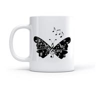 LAYEHDF Cups with Comfortable Handle Musical Notes Signs Butterfly Wings Song （11oz/320ml） for Milk Tea Cola Water