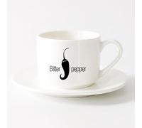 LAYEHDF Durable Mugs Delicious Bitter Pepper Lovers Taste Food （6oz/175ml） Coffee, Tea, Latte, Milk, Cocoa, Juice and Other Hot Drinks，Sets Tea Cup with Saucers (White)