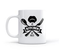 LAYEHDF Home and Office Mugs Chief Motto My Kitchen My Rules （11oz/320ml） Coffee, Tea, Latte, Milk, Cocoa, Juice and Other Hot Drinks