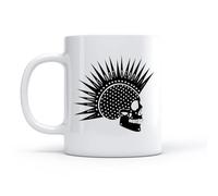 LAYEHDF Large Mugs for Hot Drinks Punk Rock Music Skull Mohawk Hairstyle （11oz/320ml） Dishwasher Microwave Safe,for Office and Home