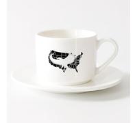 LAYEHDF Mug - Ceramic Eagle Map of America Abstract Bird Feathers （6oz/175ml） Coffee, Tea, Latte, Milk, Cocoa, Juice and Other Hot Drinks，Sets Tea Cup with Saucers (White)