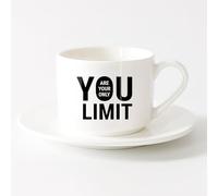 LAYEHDF Mug - Ceramic Lettering Phrase Inspiration Phrase Your Only Limit （6oz/175ml） Great Gift for Lovers ，Sets Tea Cup with Saucers (White)