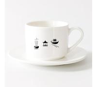 LAYEHDF Mug - Ceramic Phrase Let's Just Go Travel Adventure Suitcases （6oz/175ml） Dishwasher Microwave Safe,for Office and Home ，Sets Tea Cup with Saucers (White)