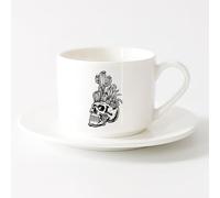 LAYEHDF Mug - Ceramic Skeleton Skull Racer Road Driver Horn Ride （6oz/175ml） Humorous Gift for Coffee Lovers, Work Besties, Coworkers & Friends，Sets Tea Cup with Saucers (White)